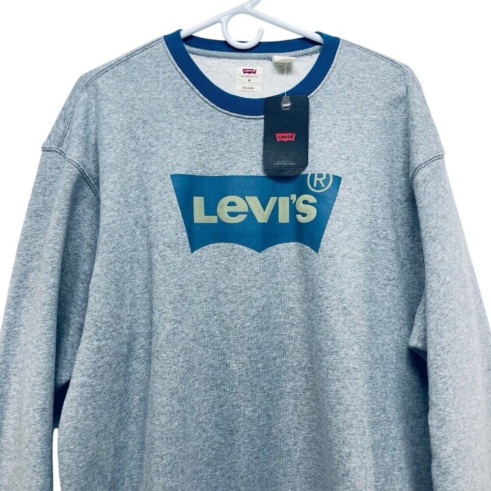 Levi’s Sweatshirt Size M Men’s Gray Relaxed Fit Pullover Graphic Print Logo New - Picture 3 of 11